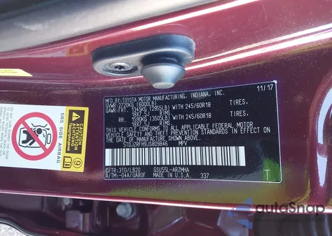 2018 Toyota Highlander Xle z USA, uszkodzony, nr VIN 5TDJZRFH9JS809846